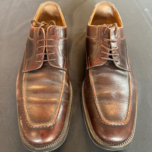 Nuvola by Santoni Brown Leather Oxford Shoes